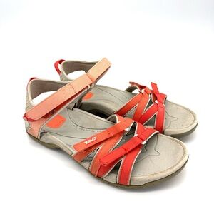 Teva Tirra Sandals Women 9.5 Fully Adjustable Orange Gray Shoc Pad Comfort